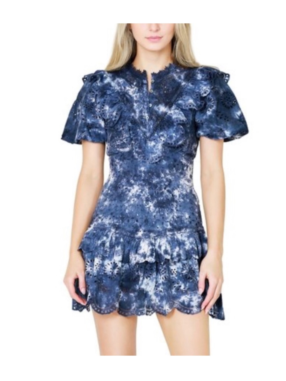 Loveshackfancy Fritzy Eyelet Ruffle Mini Dress size 2
